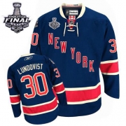 Henrik Lundqvist New York Rangers Reebok Men's Authentic Third 2014 Stanley Cup Jersey - Navy Blue