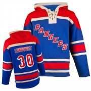 Henrik Lundqvist New York Rangers Old Time Hockey Men's Authentic Sawyer Hooded Sweatshirt Jersey - Royal Blue