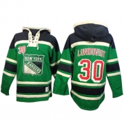 Henrik Lundqvist New York Rangers Old Time Hockey Men's Premier St. Patrick's Day McNary Lace Hoodie Jersey - Green
