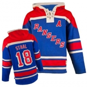 Marc Staal New York Rangers Old Time Hockey Men's Authentic Sawyer Hooded Sweatshirt Jersey - Royal Blue