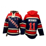 Mark Messier New York Rangers Old Time Hockey Men's Authentic Sawyer Hooded Sweatshirt Jersey - Navy Blue