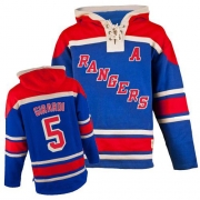 Dan Girardi New York Rangers Old Time Hockey Men's Authentic Sawyer Hooded Sweatshirt Jersey - Royal Blue