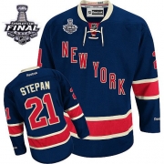 Derek Stepan New York Rangers Reebok Men's Authentic Third 2014 Stanley Cup Jersey - Navy Blue