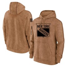New York Rangers Youth 2023 Salute to Service Club Pullover Hoodie - Brown
