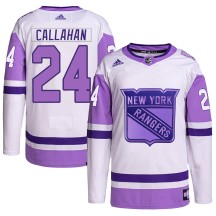 Ryan Callahan New York Rangers Adidas Youth Authentic Hockey Fights Cancer Primegreen Jersey - White/Purple