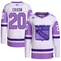 Jan Erixon New York Rangers Adidas Youth Authentic Hockey Fights Cancer Primegreen Jersey - White/Purple