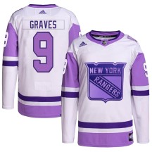 Adam Graves New York Rangers Adidas Youth Authentic Hockey Fights Cancer Primegreen Jersey - White/Purple