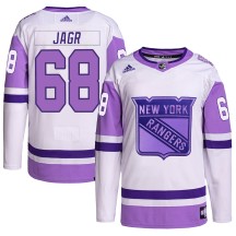 Jaromir Jagr New York Rangers Adidas Youth Authentic Hockey Fights Cancer Primegreen Jersey - White/Purple