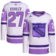 Alex Kovalev New York Rangers Adidas Youth Authentic Hockey Fights Cancer Primegreen Jersey - White/Purple