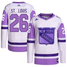 Martin St. Louis New York Rangers Adidas Youth Authentic Hockey Fights Cancer Primegreen Jersey - White/Purple