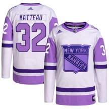 Stephane Matteau New York Rangers Adidas Youth Authentic Hockey Fights Cancer Primegreen Jersey - White/Purple