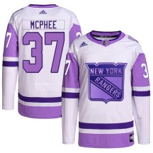 George Mcphee New York Rangers Adidas Youth Authentic Hockey Fights Cancer Primegreen Jersey - White/Purple