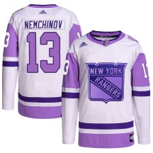 Sergei Nemchinov New York Rangers Adidas Youth Authentic Hockey Fights Cancer Primegreen Jersey - White/Purple