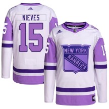 Boo Nieves New York Rangers Adidas Youth Authentic Hockey Fights Cancer Primegreen Jersey - White/Purple