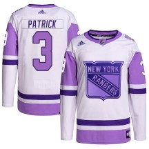 James Patrick New York Rangers Adidas Youth Authentic Hockey Fights Cancer Primegreen Jersey - White/Purple