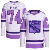 Vince Pedrie New York Rangers Adidas Youth Authentic Hockey Fights Cancer Primegreen Jersey - White/Purple
