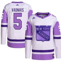 Carol Vadnais New York Rangers Adidas Youth Authentic Hockey Fights Cancer Primegreen Jersey - White/Purple