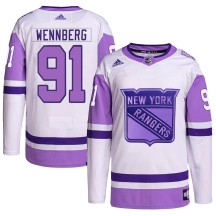 Alex Wennberg New York Rangers Adidas Youth Authentic Hockey Fights Cancer Primegreen Jersey - White/Purple