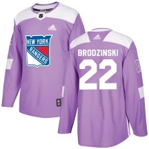 Jonny Brodzinski New York Rangers Adidas Men's Authentic Fights Cancer Practice Jersey - Purple