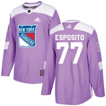 Phil Esposito New York Rangers Adidas Men's Authentic Fights Cancer Practice Jersey - Purple