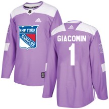Eddie Giacomin New York Rangers Adidas Men's Authentic Fights Cancer Practice Jersey - Purple