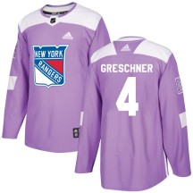 Ron Greschner New York Rangers Adidas Men's Authentic Fights Cancer Practice Jersey - Purple
