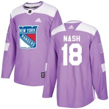 Riley Nash New York Rangers Adidas Men's Authentic Fights Cancer Practice Jersey - Purple