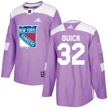 Jonathan Quick New York Rangers Adidas Men's Authentic Fights Cancer Practice Jersey - Purple