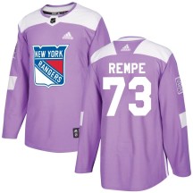 Matt Rempe New York Rangers Adidas Men's Authentic Fights Cancer Practice Jersey - Purple