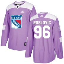 Jack Roslovic New York Rangers Adidas Men's Authentic Fights Cancer Practice Jersey - Purple