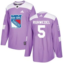 Chad Ruhwedel New York Rangers Adidas Men's Authentic Fights Cancer Practice Jersey - Purple