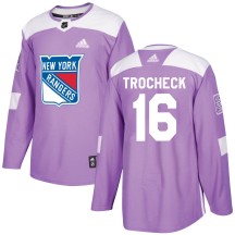 Vincent Trocheck New York Rangers Adidas Men's Authentic Fights Cancer Practice Jersey - Purple