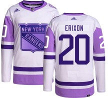 Jan Erixon New York Rangers Adidas Men's Authentic Hockey Fights Cancer Jersey -