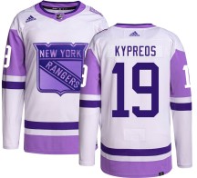 Nick Kypreos New York Rangers Adidas Men's Authentic Hockey Fights Cancer Jersey -