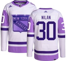 Chris Nilan New York Rangers Adidas Men's Authentic Hockey Fights Cancer Jersey -