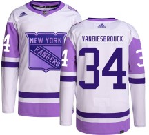 John Vanbiesbrouck New York Rangers Adidas Men's Authentic Hockey Fights Cancer Jersey -