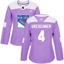 Ron Greschner New York Rangers Adidas Women's Authentic Fights Cancer Practice Jersey - Purple
