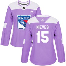 Boo Nieves New York Rangers Adidas Women's Authentic Fights Cancer Practice Jersey - Purple