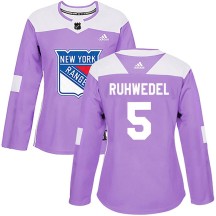 Chad Ruhwedel New York Rangers Adidas Women's Authentic Fights Cancer Practice Jersey - Purple