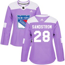 Tomas Sandstrom New York Rangers Adidas Women's Authentic Fights Cancer Practice Jersey - Purple