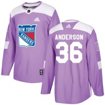 Glenn Anderson New York Rangers Adidas Youth Authentic Fights Cancer Practice Jersey - Purple