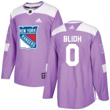 Anton Blidh New York Rangers Adidas Youth Authentic Fights Cancer Practice Jersey - Purple