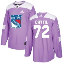 Filip Chytil New York Rangers Adidas Youth Authentic Fights Cancer Practice Jersey - Purple