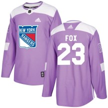 Adam Fox New York Rangers Adidas Youth Authentic Fights Cancer Practice Jersey - Purple