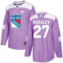 Alex Kovalev New York Rangers Adidas Youth Authentic Fights Cancer Practice Jersey - Purple