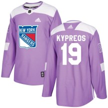 Nick Kypreos New York Rangers Adidas Youth Authentic Fights Cancer Practice Jersey - Purple