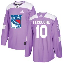 Pierre Larouche New York Rangers Adidas Youth Authentic Fights Cancer Practice Jersey - Purple
