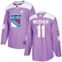 Mark Messier New York Rangers Adidas Youth Authentic Fights Cancer Practice Jersey - Purple