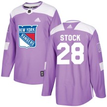 P.j. Stock New York Rangers Adidas Youth Authentic Fights Cancer Practice Jersey - Purple