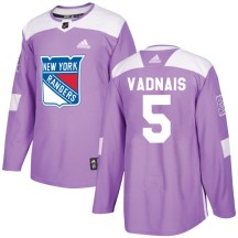 Carol Vadnais New York Rangers Adidas Youth Authentic Fights Cancer Practice Jersey - Purple